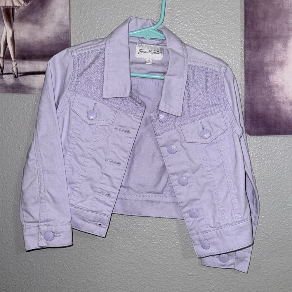 Jona Michelle Toddler Denim Jean Jacket soft purple lavender XS 3t/4t like new - Picture 2 of 7